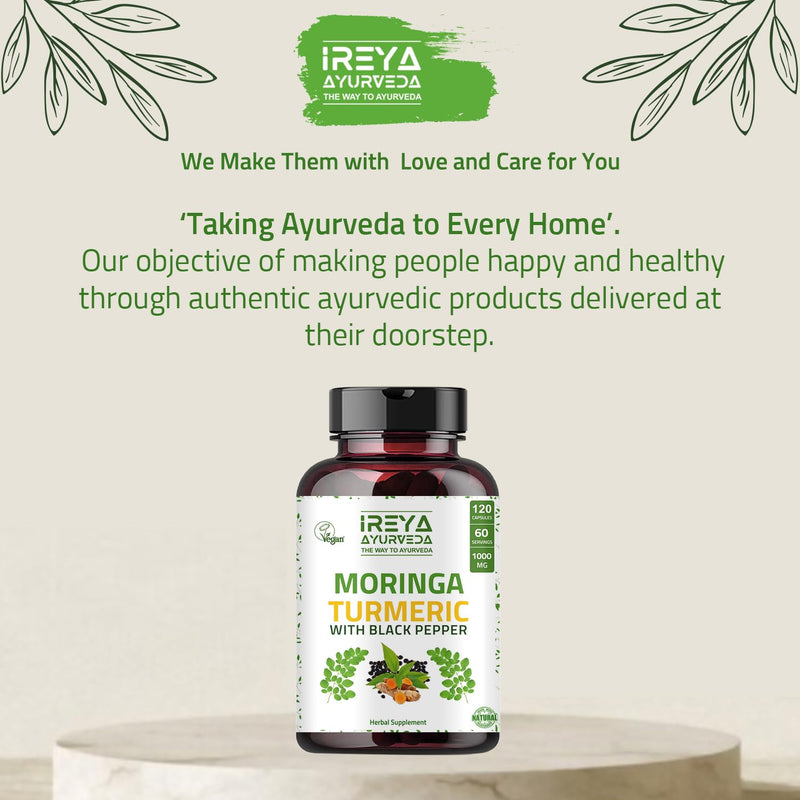 [Australia] - Moringa Oleifera Powder & Turmeric Root Powder with Black pepper 120 Capsules | Immunity & Metabolism Support, Joint and Digestive Support. Vegan, Gluten-Free and Non-GMO 