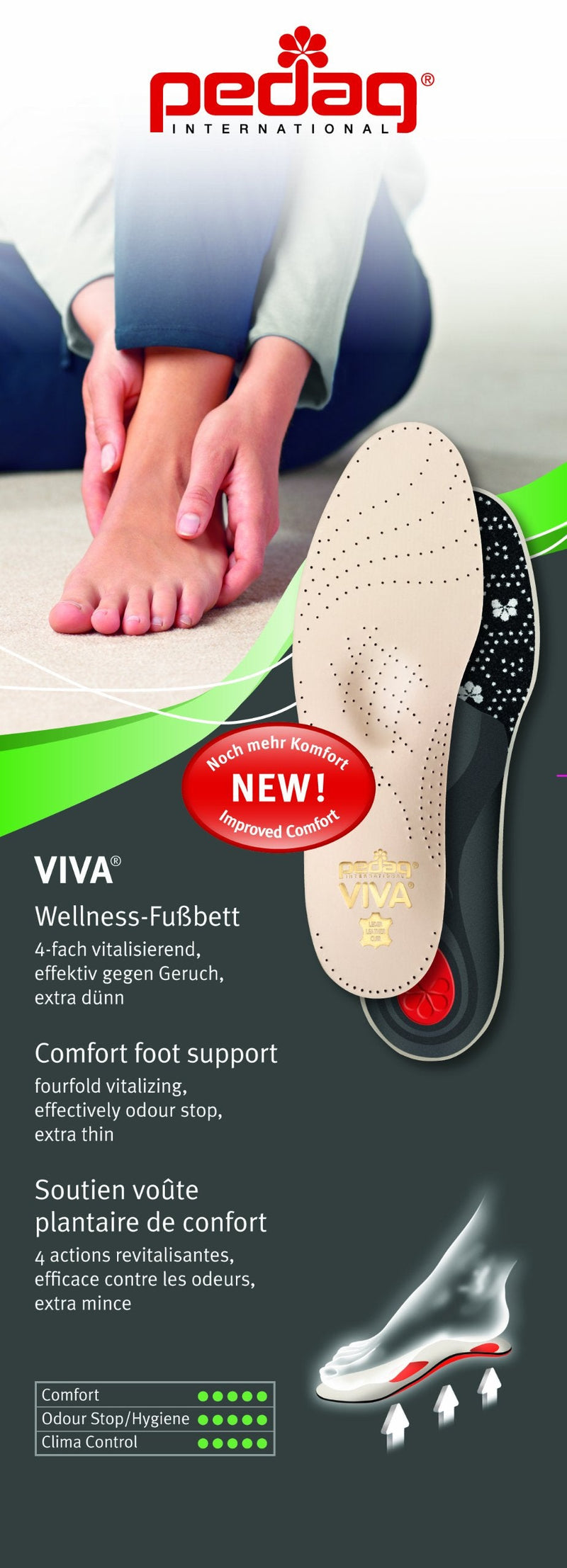 [Australia] - pedag Viva Universal Inserts, Provides Superior Metatarsal and Arch, Cushions The Heel, Charcoal Odor Control, Women US 9 Men US 6 / EU 39 W9 / EU 39 