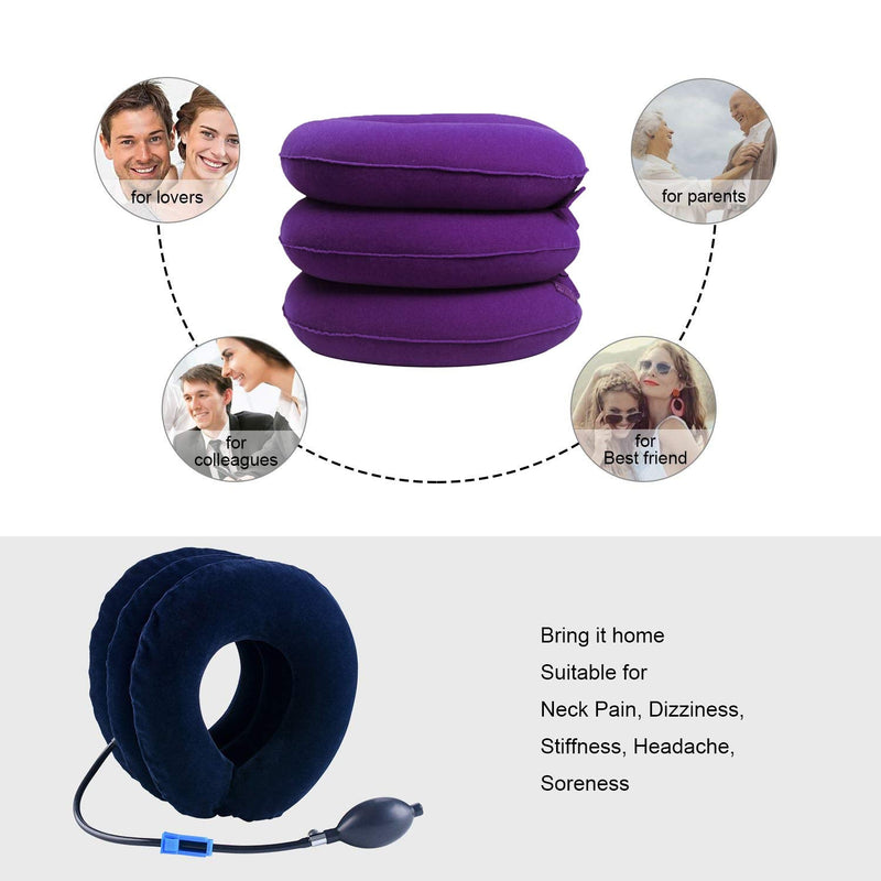[Australia] - Cervical Neck Traction Device Inflatable Neck Stretcher, Easy to Use for Chronic Neck and Shoulder Pain Relief, Neck Cervical Brace Collar Pillow for HOM Blue 