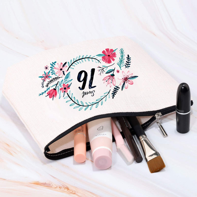 [Australia] - Sweet 16 Gifts for Girls 16th Birthday Bag 16 Year Old Girl Gifts Sweet 16 Cosmetic Bag Cute Makeup Bags Travel Case 16th Birthday Gifts Ideas You're Braver Than You Believe (Sweet 16 Bag) White 