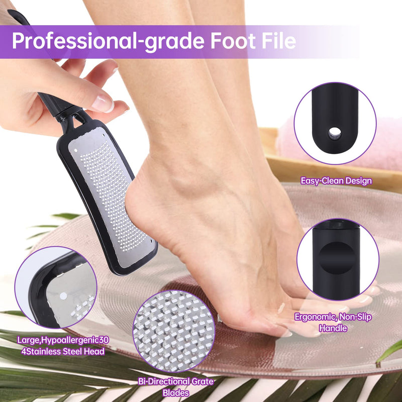 [Australia] - Foot Callus Remover Set,Pedicure Kit Includes 1 Stainless Foot Rasp Foot File,4 Foot Pumice Stone & 1 Nail Brush,Foot Scrubber Remove Hard Dry Skin,Foot Care Pedicure Tools for Wet and Dry Feet,Purple 