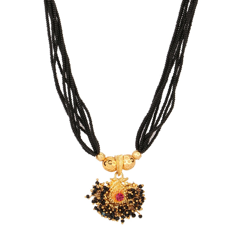 [Australia] - Efulgenz Indian Bollywood Antique Traditional Gold Plated Thushi Mangalsutra Pendant Necklace Set Jewelry for Women Style 2 