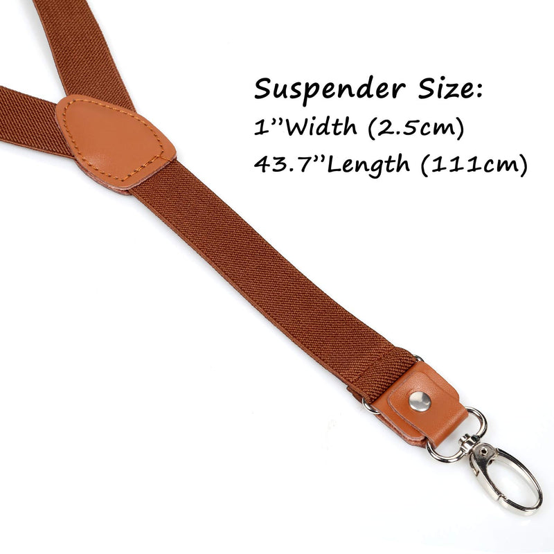 [Australia] - Alizeal Mens 1 Inch Suspender with Leather Joint and 3 Swivel Hooks Coffee 43.7"(L)*1"(W) 