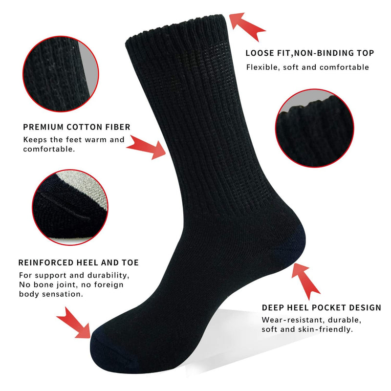 [Australia] - ThemeDesigner Non-Binding Top Extra Wide Diabetic Socks Full Cushion Thick Warm Socks Grey Large (2 Pair) Grey 2 Pairs 