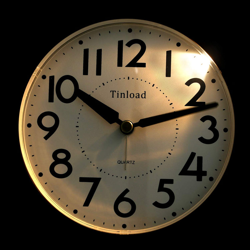 [Australia] - 5.5" Silent Analog Alarm Clock Non Ticking, Gentle Wake, Beep Sounds, Increasing Volume, Battery Operated Snooze and Light Functions, Easy Set, Black (Best for Elder) 