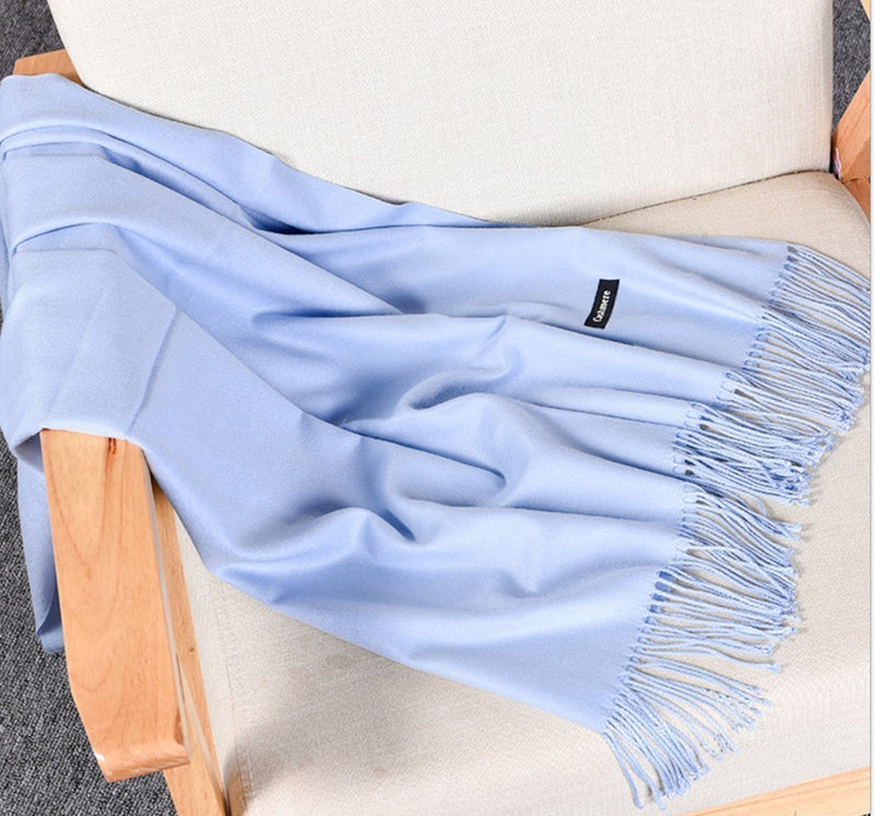 [Australia] - Autumn Winter Warm Scarf Super Soft Shawl Wrap Long Large Scarves for Women and Men Baby Blue 