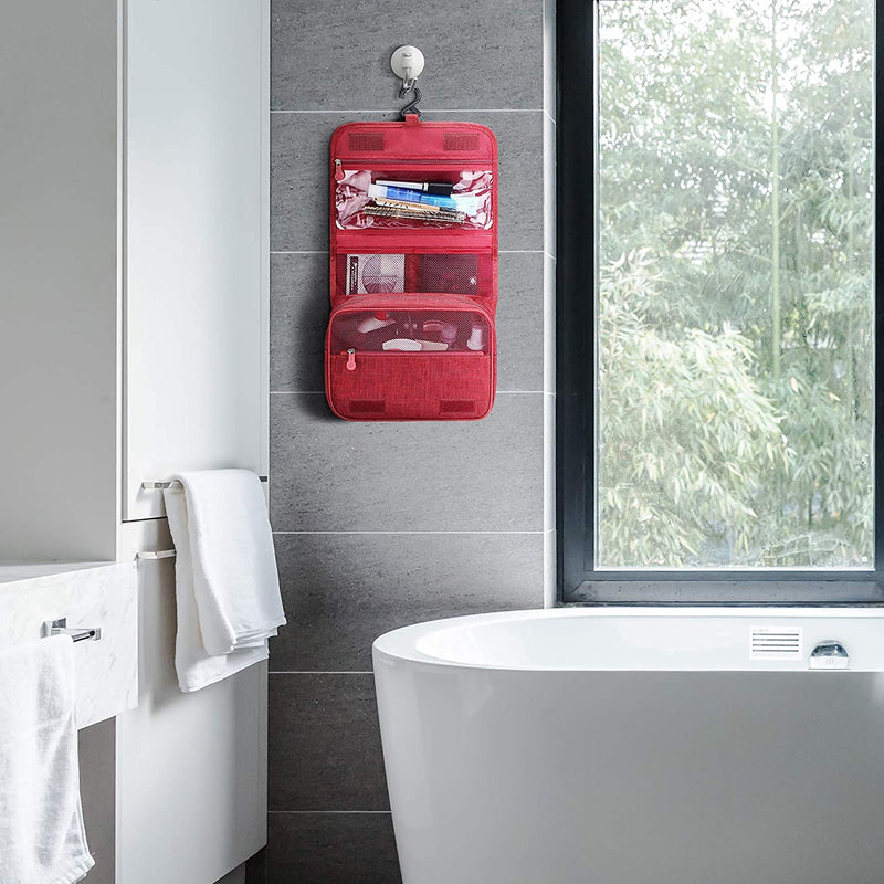 [Australia] - Acopton Portable Hanging Travel Toiletry Bag for Men and Womens Waterproof Bathrooom Shower Bag Multifunctional Cosmetic Makeup Organzier (Wine Red) Wine Red 