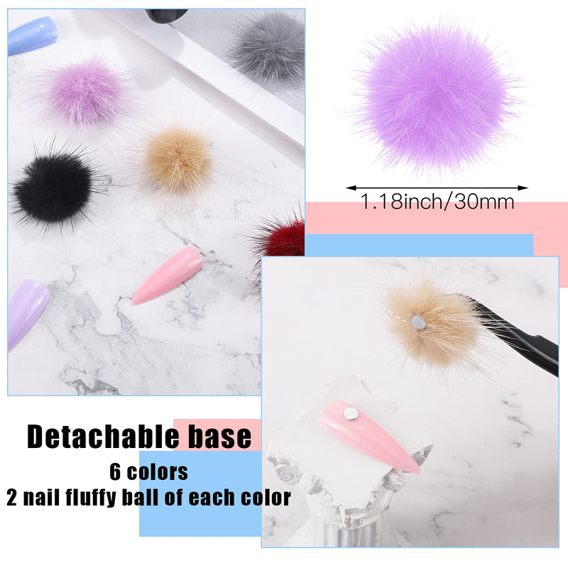 [Australia] - 24 Pieces Detachable Nail Art Fluffy Pom Ball Nail Pom Fluffy Plush Ball Nail 3D Soft Pom Fur Ball for Nail Design Manicure Tip Jewelry Manicure Nail DIY Accessories Set (Chic Colors) Chic Colors 