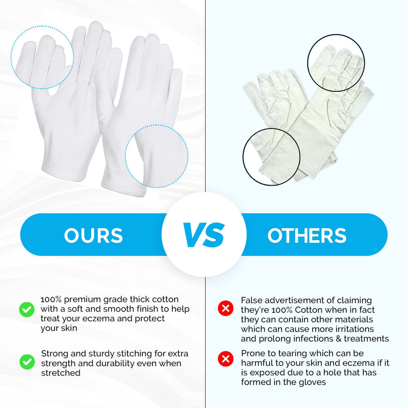 [Australia] - Home Solutions™ White Cotton Gloves for Eczema | 8 Pairs | Free Wash Bag | Hand Moisturising Gloves, White Cotton Gloves for Dry Hands, Eczema Gloves, White Gloves, Exfloitants Gloves 