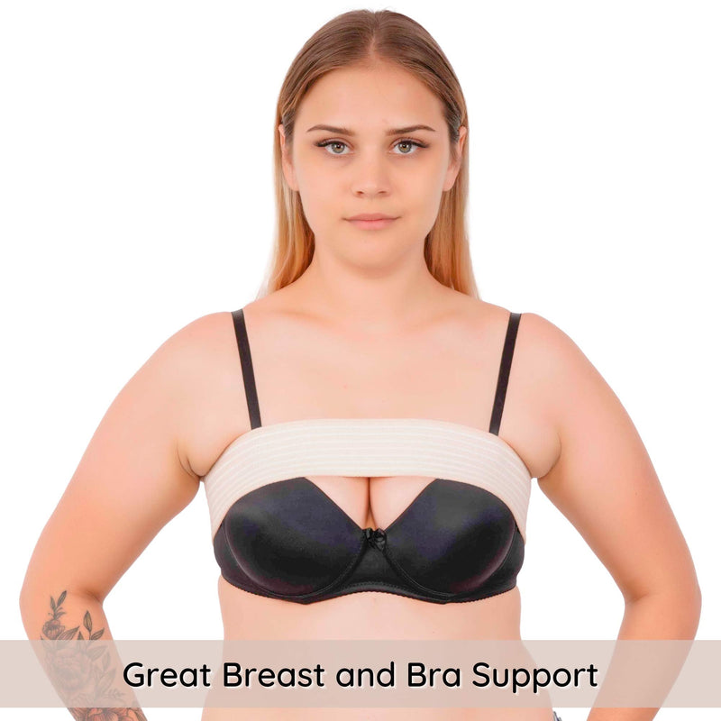 [Australia] - Post Surgery Breast Implant Stabilizer and Compression Band, Breast Augmentation and Reduction Strap, Chest Belt, Sports Bra Support Strap Bandage, One Size Fits All (Beige) Beige 