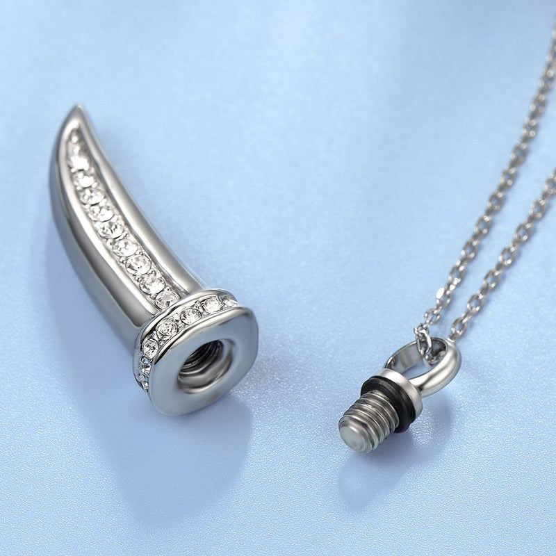 [Australia] - UNY Trendy Stainless Steel Horn Pet Urn Ashes Pendant Memorial Ash Keepsake Cremation Necklace Jewelry 