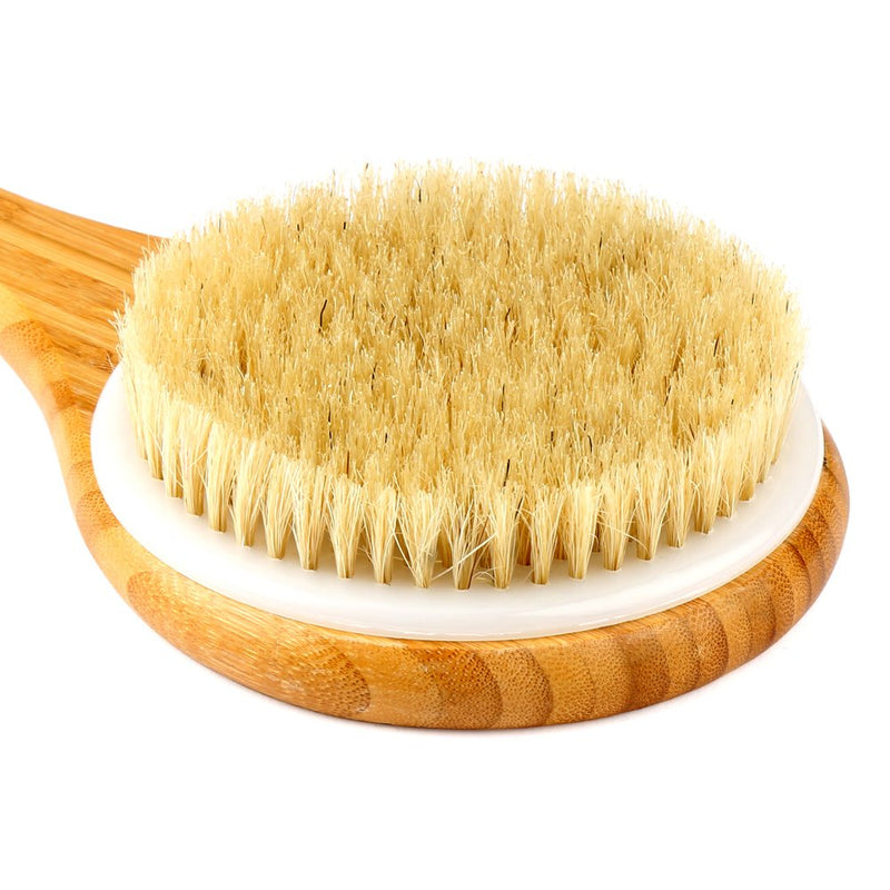 [Australia] - H&S Body Brush Back Scrubber Long Handle Bath Shower Brush Natural Bristles Dry Skin Exfoliating Cellulite Brush Bamboo Wood 