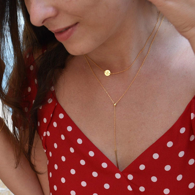 [Australia] - Embolden Jewelry Gold Coin Initial Necklace Sterling Silver 18K Gold Plated Dainty Gold Coin Initial Necklace Tiny Letter Necklace Bridesmaids Personalized Gift F - Gold 