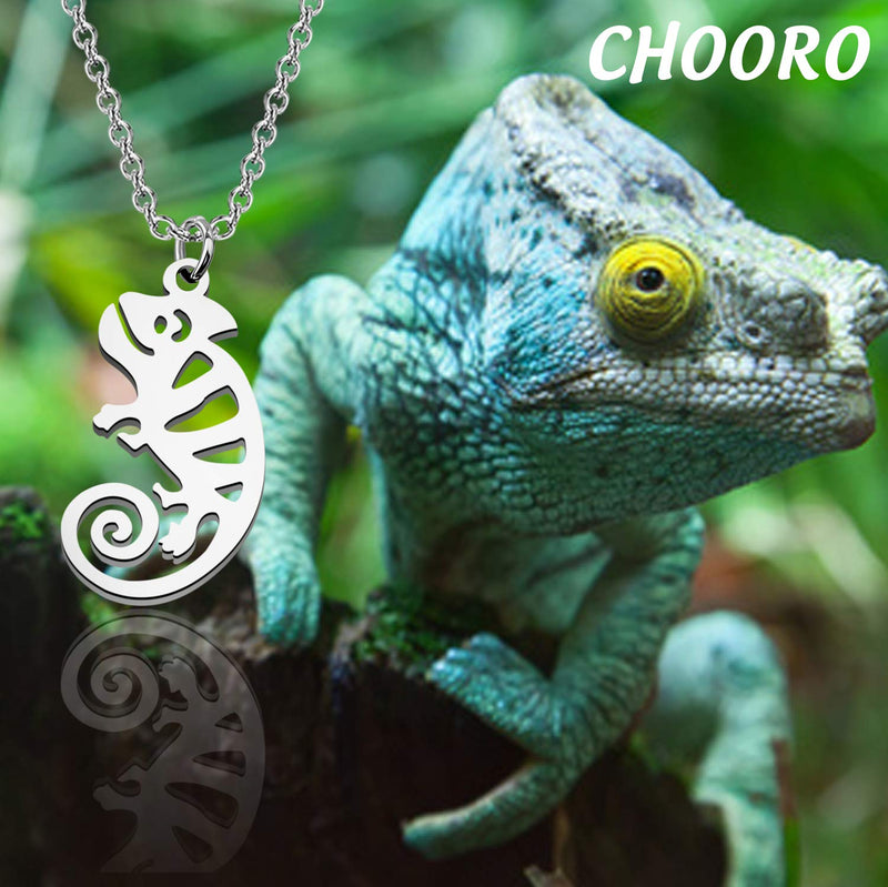 [Australia] - CHOORO Tiny Chameleon Necklace Iguana Necklace Chameleon Jewelry Reptile Jewelry Chameleon Iguana Shaped Animal Charm Gift 