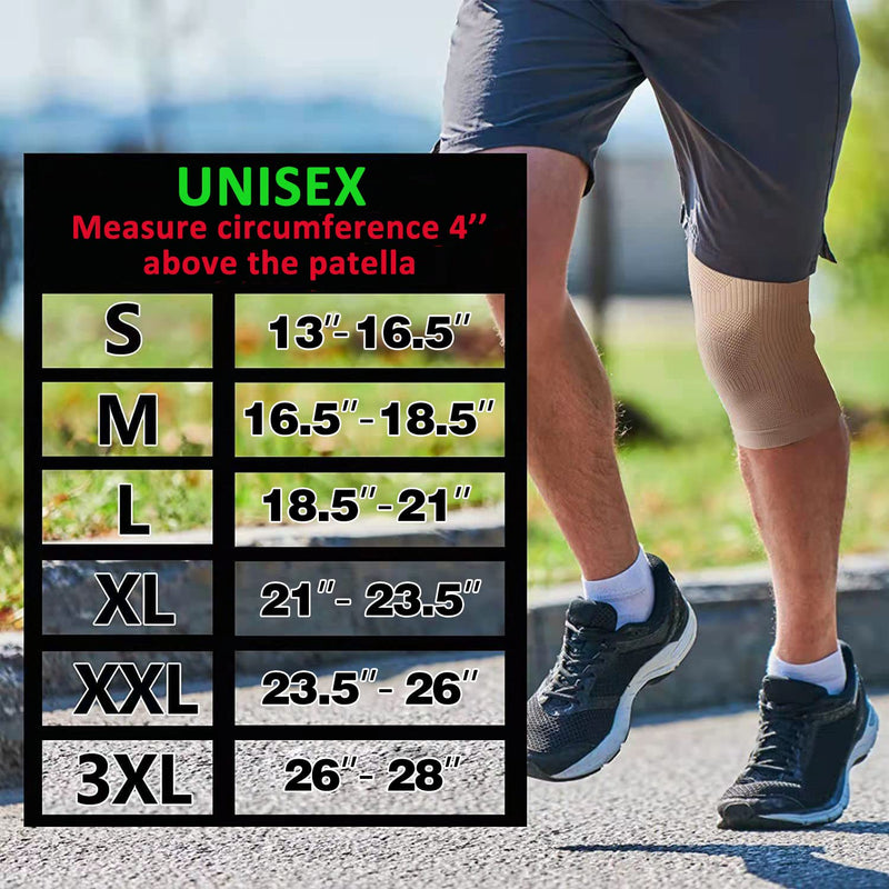 [Australia] - KEKING® Knee Compression Sleeves, Premium Knee Brace for Men Women, Knee Support for Joint Pain, Arthritis Relief, Meniscus Tear, Injury Recovery, Swelling, ACL, MCL, Workout, Running, Sport, Beige L Large 