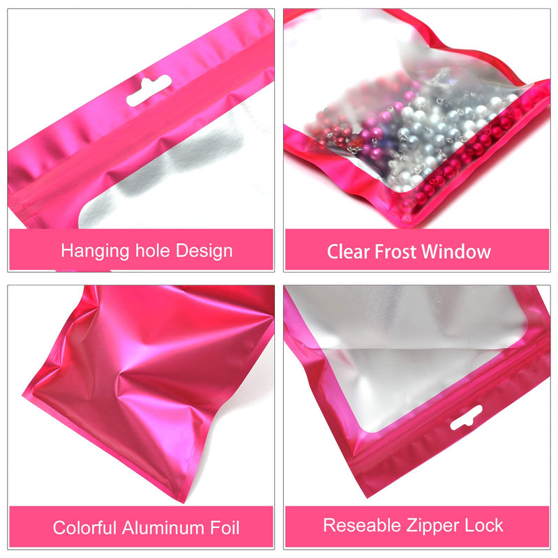 [Australia] - 100-pack resealable mylar ziplock bags with front window Smell Proof bag packaging pouch bag for lip gloss eyelash cookies sample food jewelry electronics |flat|cute| (Rose, 2.75×3.93 inches) Rose 