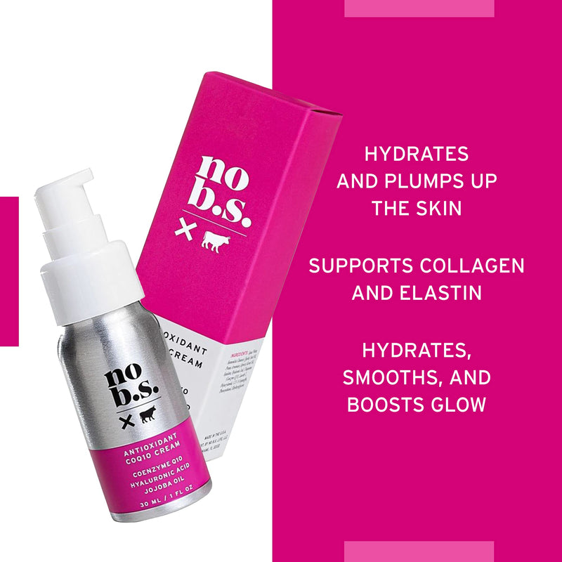 [Australia] - No B.S. Antioxidant CoQ10 Face Cream - Face Firming Moisturizer with Coenzyme Q10, Hyaluronic Acid & Jojoba Oil. Potent Formulas. Clean Skincare. 