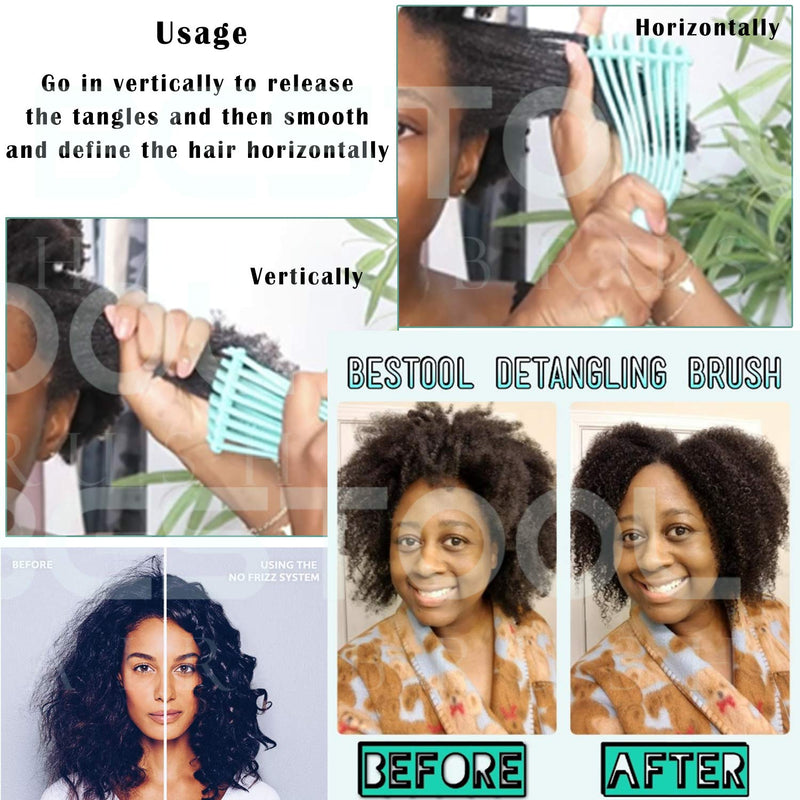 [Australia] - BESTOOL Detangling Brush for Black Natural Hair, Detangler Brush for Natural Black Hair Curly Hair Afro 3/4abc Texture, Faster and Easier Detangle Wet or Dry Hair with No Pain (Black) 