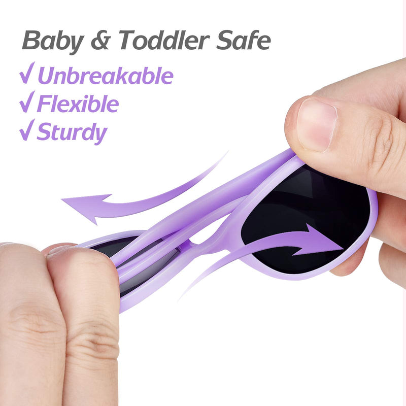 [Australia] - Nacuwa Baby Sunglasses - 100% UV Proof Sunglasses for Baby, Toddler, Kids - Ages 0-2 Years - Case and Pouch included Purple 