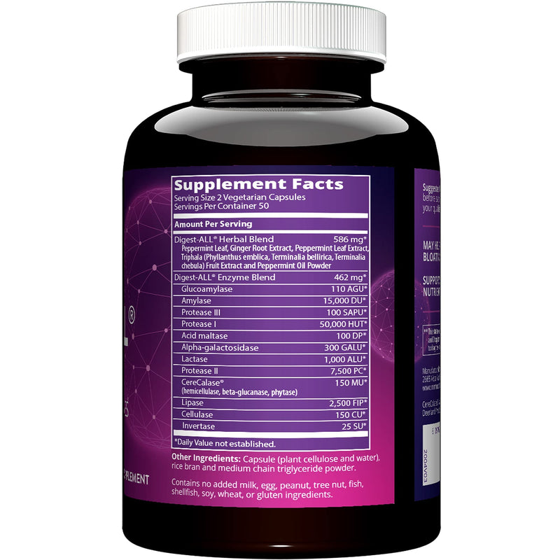 [Australia] - MRM Nutrition Digest-All ® | Digestive Enzymes | Improved Digestion and Absorption | Lactase + Amylase + Lipase| May Help with Bloating and Gas| 100% Vegetarian | Gluten-Free | 100 Capsules MRM Digest-All 100 Count (Pack of 1) 