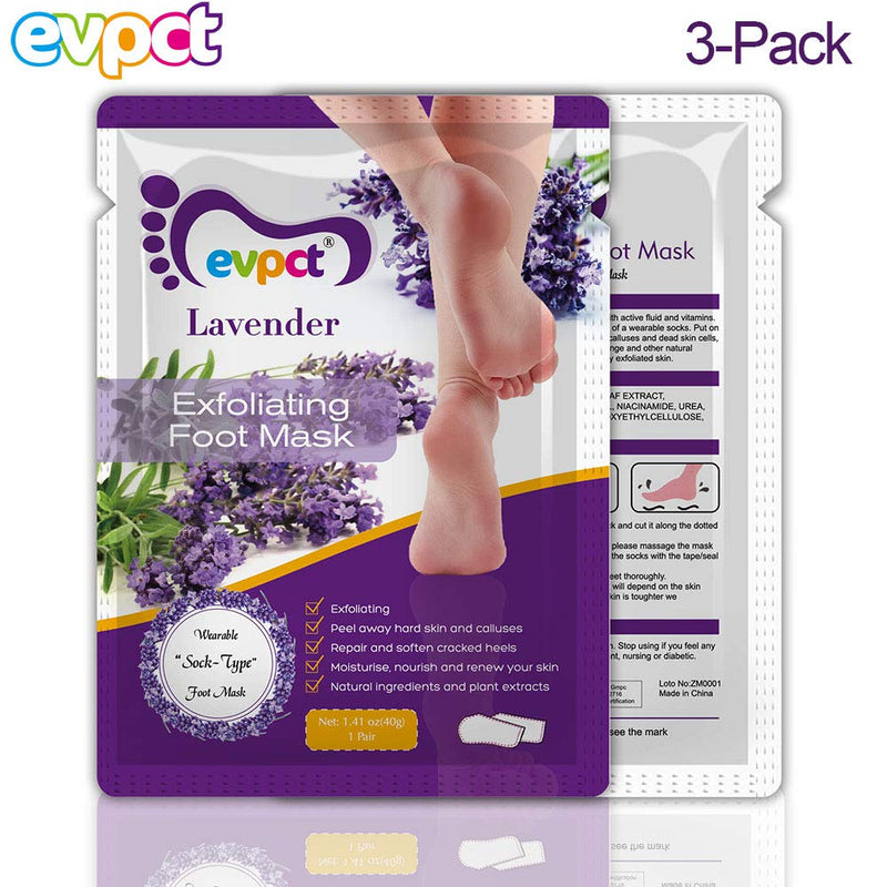 [Australia] - evpct Exfoliating Foot Peel Mask 3 Pack,Exfoliator Peel Off Calluses Dead Skin Callus Remover,Baby Soft Smooth Touch Feet-Men Women (Lavender-3Pack) Set01 