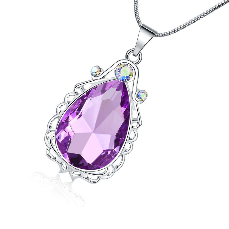 [Australia] - Vinjewelry Sofia Necklace Amulet Teardrop Amethyst Pendant Necklace Sofia Princess Costumes Jewelry for Little Girls 