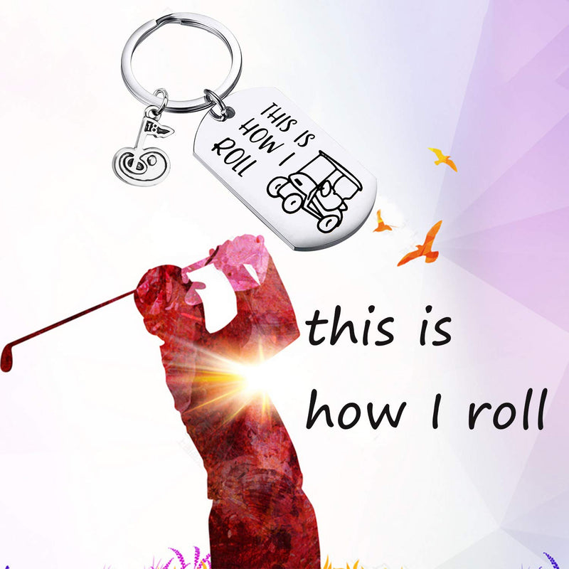 [Australia] - MAOFAED Golfer Gift Golf Keychain This is How I Roll Keychain Gift for Golfer Golf Cart Keychain 