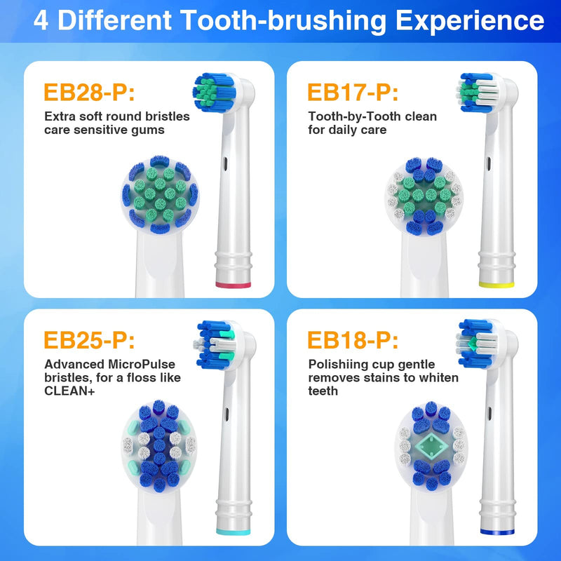 [Australia] - REDTRON Replacement Brush Heads, 16Pcs Toothbrush Heads, Works with Floss, Sensitive, Precision, Whitening White 