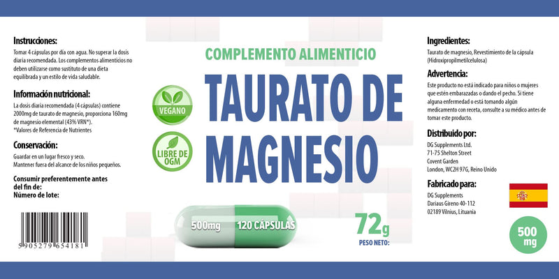 [Australia] - Magnesium Taurate 2000mg Per Serving 120 Vegan Capsules, 3rd Party Lab Tested, High Strength Supplement, No Fillers or Bulkers, Gluten and GMO Free Salmonella 120 Count (Pack of 1) 
