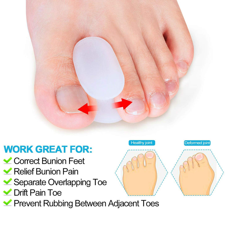 [Australia] - Povihome 10 Pack Gel Bunion & Toe Spacers Separators (0.3'' Thick) and Straightener Orthotics for Bunion Overlapping Toes, Bunion Toe Pain Relief - S Size White Small (Pack of 10) 