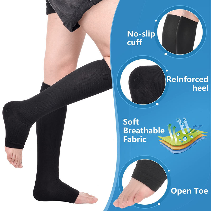 [Australia] - Bropite Zipper & Open Toe Compression Socks, Knee High Socks ,Suit for Running, Athletic, Nurses, Pregnancy, Flight, and Traveling 
