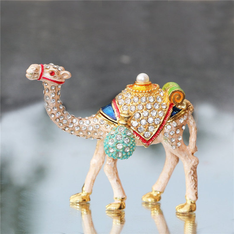 [Australia] - Waltz&F Camel Figurine Trinket Boxes Ornament Crystals Hand-painted Patterns Jewelry Trinket Box Hinged Collectible Ring Display Holders 