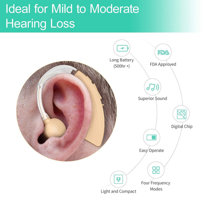 [Australia] - Hearing Aid for Seniors and Adults, Digital Hearing Amplifier with Adjustable Volume and Noise Reduction, 500 Hours Per Battery Life and Hearing Aid Cleaning Brush Included 