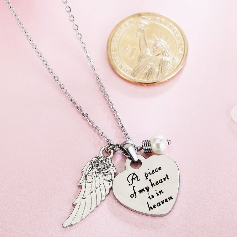 [Australia] - ELOI Memorial Necklace A Piece of My Heart is in Heaven Pendant Jewelry in Memory of Mom Dad Grandpa Baby Loss Memorial Gift 