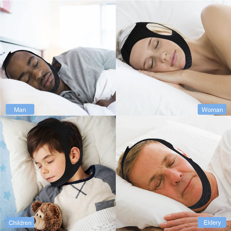 [Australia] - Chin Strap for Cpap Users Anti Snoring Devices - Forzacx Breathable Cpap Chin Strap Snoring Solution, Effectively Reduce Snoring, Non-Stick Hair, Don't Fade - Black 