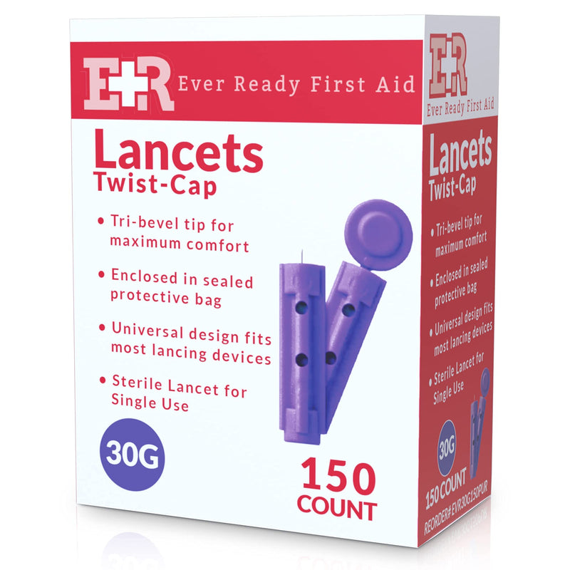 [Australia] - Ever Ready First Aid Sterile Twist-Cap Lancets 30G Purple - 150 Count 
