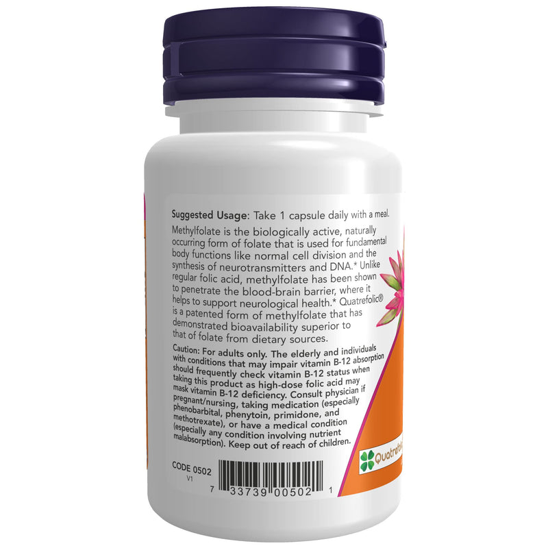 [Australia] - NOW Supplements, Methyl Folate 5000 mcg, Superior Bioavailability, 50 Veg Capsules 