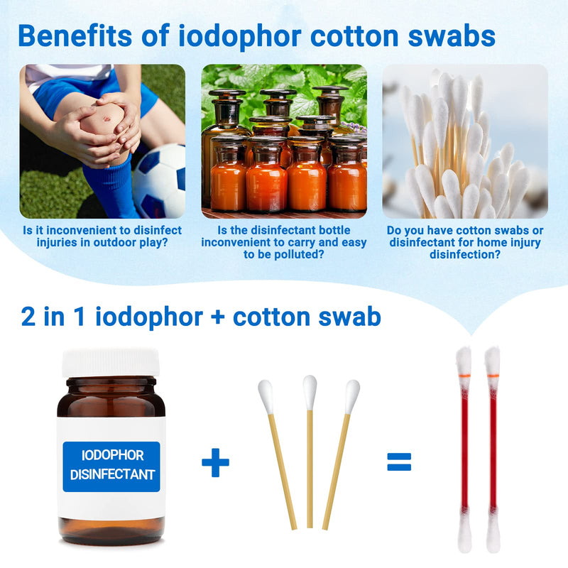 [Australia] - SUPVOX 50Pcs Disposable Cotton Swab Iodophor Skin Disinfection Swab for Hospital Home 