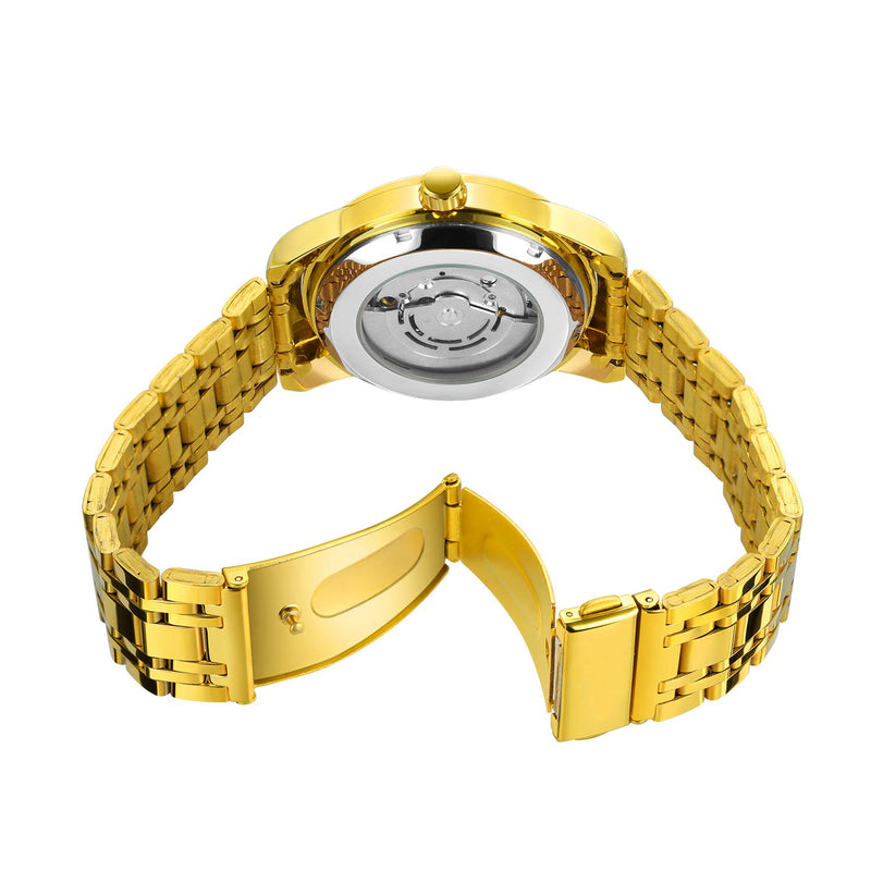 [Australia] - FORSINING Mens Automatic Watch Date Window Display Stainless Steel Watch Gold 