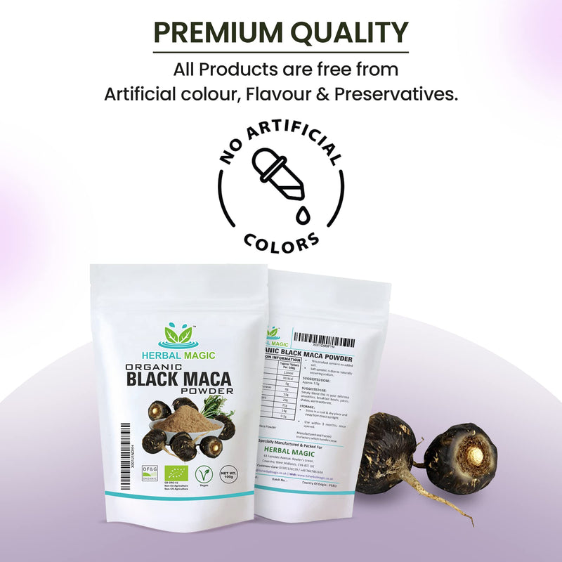 [Australia] - Herbal Magic's Organic Black Maca Root Powder-can be Added into Smoothies and Baking Recipes-Naturally Sweet Root Vegetable-Rich in Essential nutrients-Nourishing-Free from Fillers&preservatives-100g Pack of 1 