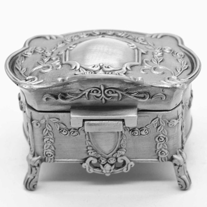 [Australia] - AVESON Rectangle Vintage Metal Jewelry Box Trinket Gift Box Chest Ring Case for Girls Ladies Women, Tin Color, Small 