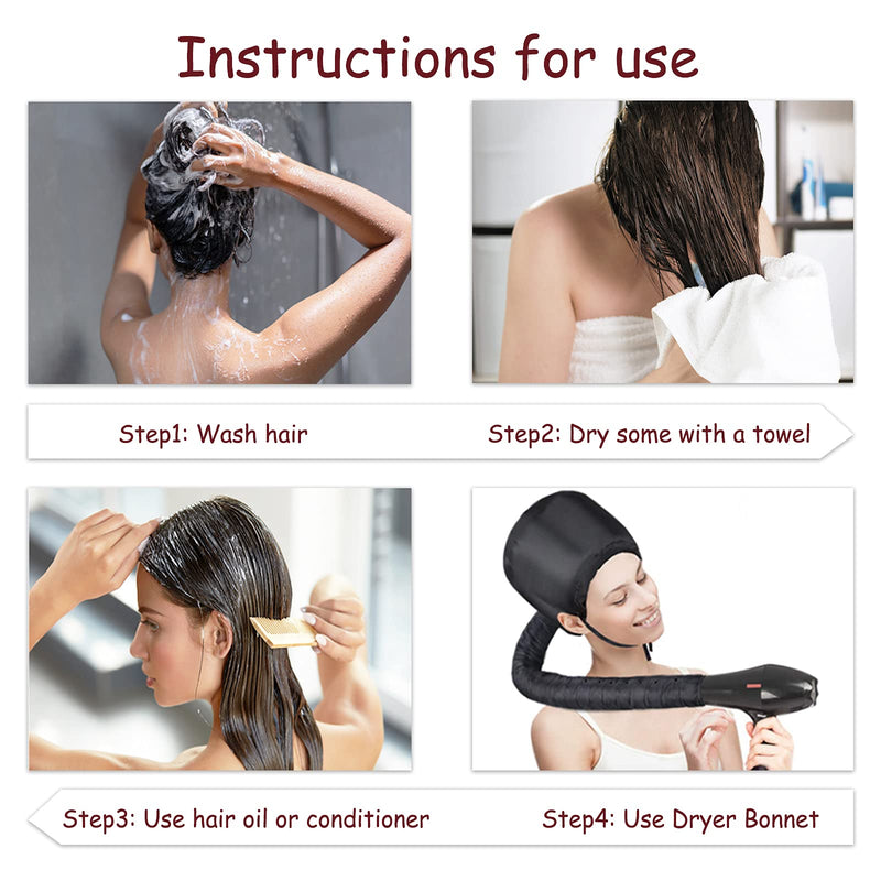 [Australia] - hadio Bonnet Hood Hair Dryer, Adjustable Hair Dryer Hood Bonnet for Hand Held Hair Dryer Cap Bonnet, Stretchable and Extended Hose Length Hair Drying Bonnet for Hair Care, Styling &Deep Condition 