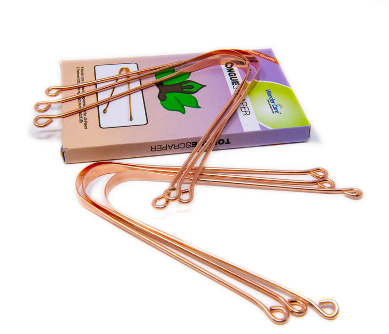 [Australia] - Wonder Care 100% Copper Tongue Scraper Ayurvedic Natural Tongue Cleaner for Oral Hygiene Bad Breath Relief Antibacterial 6 Pieces) 