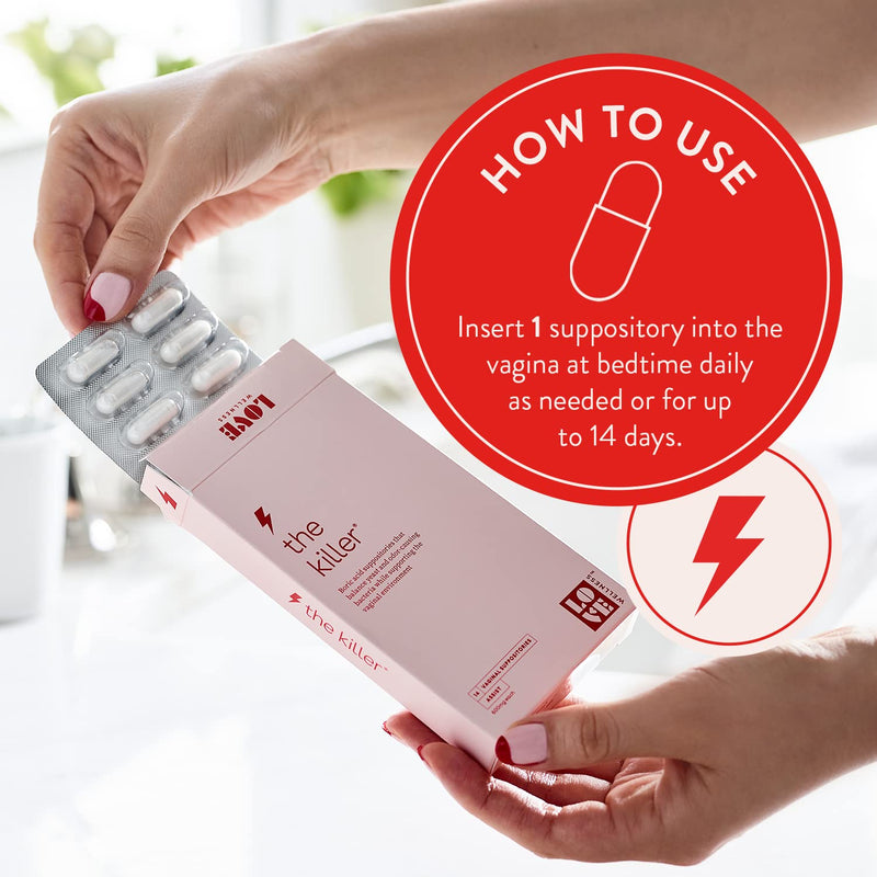 [Australia] - Love Wellness The Killer, 14 Boric Acid Suppositories - Maintains and Balances Healthy Vaginal pH & Manages Odor - Discomfort & Loss of Intimacy - Feminine Health Developed by Doctors for Women The Killer (1 Pack) 