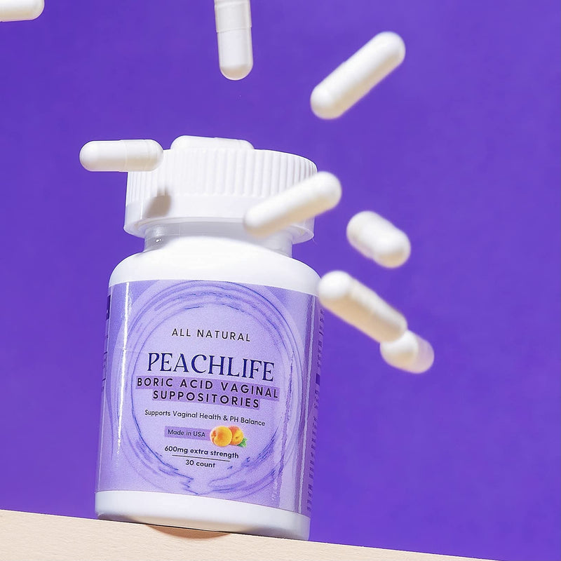 [Australia] - Peachlife Boric Acid Suppositories in Vegetable Capsules - USA Made - Vaginal pH 