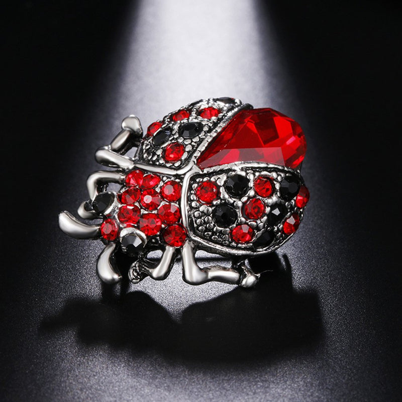 [Australia] - MINGHUA Red Crystal Rhinestone Ladybug Coccinella Beetle Brooch Pin 