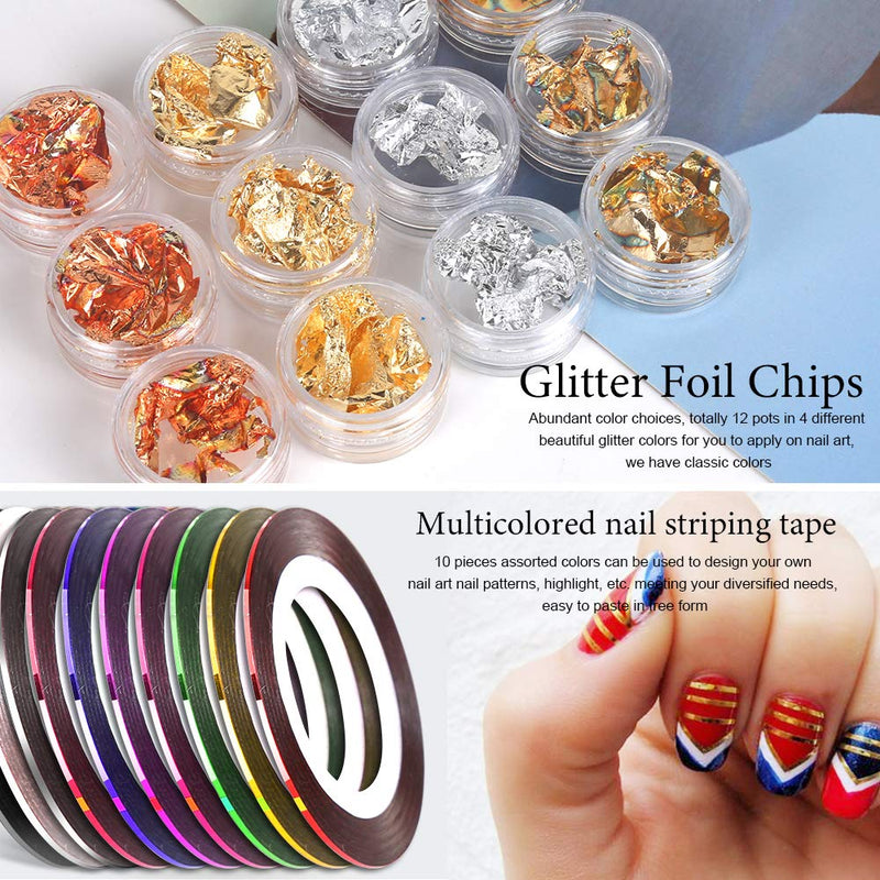 [Australia] - Nail Pen Designer, Teenitor Stamp Nail Art Tool with 15pcs Nail Painting Brushes, Nail Dotting Tool, Nail Foil, Manicure Tape, Color Rhinestones for Nails A-Pink 