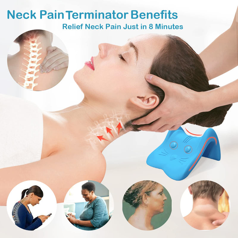 [Australia] - Neck Stretcher for Neck Pain Relief,Cervical Traction Device Pillow,Neck and Shoulder Relaxer for TMJ Pain Relief and Cervical Spine Alignment,Chiropractic Pillow Neck Posture Corrector Blue 