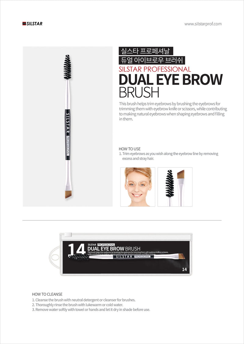 [Australia] - SILSTAR PROFESSIONAL DUAL EYEBROW BRUSH MADE IN KOREA BROW BRUSH AND SPOOLIE BRUSH SPB014 