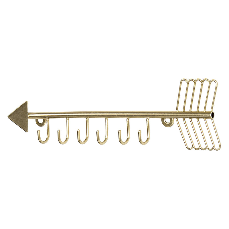 [Australia] - MyGift Arrow Design Wall Mounted Brass-Tone Metal 6 Hook Necklace Organizer Hanging Rack 